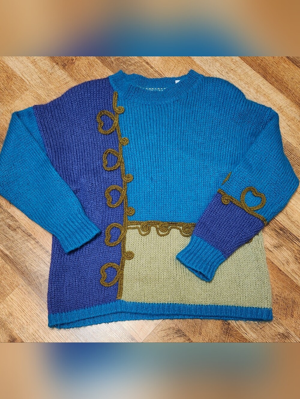 Express Tricot Vintage 90'a Colorblock Crewneck Sweater, Size M